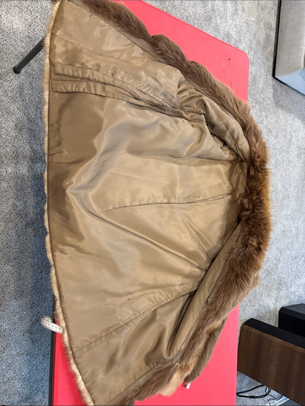 Luxury Women's Fur Coat - Tan/Brown mink and fox trim. 2B - Picture 14 of 16